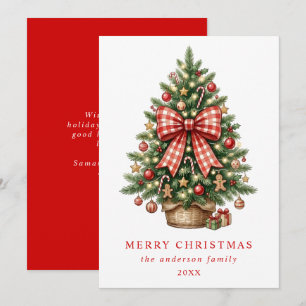 Árbol de Navidad en acuarela elegante con lazo de 