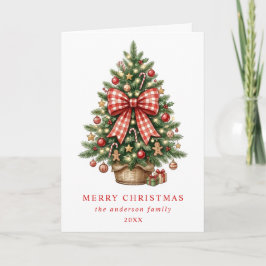 Árbol de Navidad en acuarela elegante con lazo de