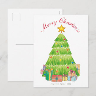 Árbol de Navidad en acuarela festiva con nombre pe
