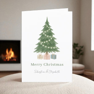 Árbol de Navidad en Acuarela Foto Personalizada