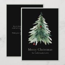 Árbol de Navidad en Acuarela Verde Negro Elegante