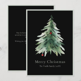 Árbol de Navidad en Acuarela Verde Negro Elegante