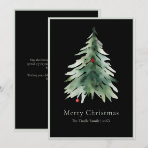 Árbol de Navidad en Acuarela Verde Negro Elegante