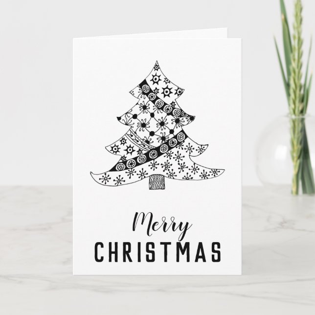 Árbol de Navidad en Blanco y Negro con Letra Moder (Anverso)