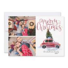 Árbol de Navidad en Coche Rojo Vintage | Fotocolag