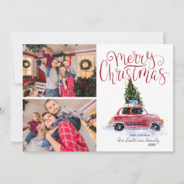 Árbol de Navidad en Coche Rojo Vintage | Fotocolag