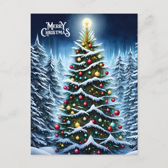Árbol de Navidad en el bosque de invierno (Anverso)