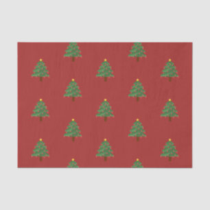 Árbol de navidad en el papel seda rojo