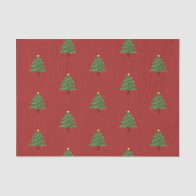 Árbol de navidad en el papel seda rojo (Anverso)