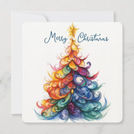 Árbol de Navidad en forma de arcoíris de tarjeta p