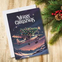 Árbol de Navidad en foto de avión Cessna divertida