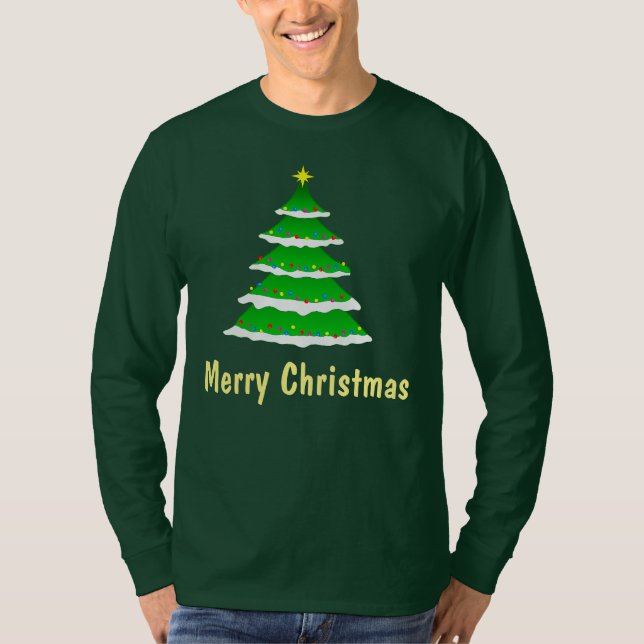 Árbol de navidad en la camiseta larga de la manga (Anverso)