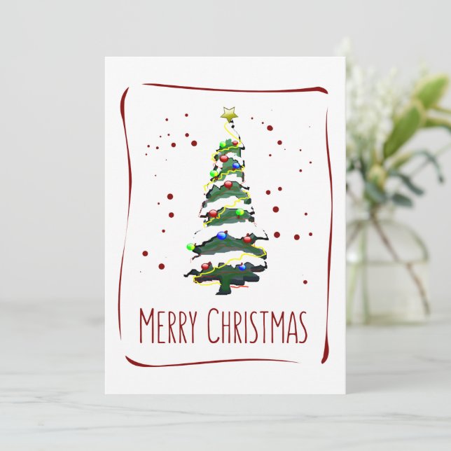 Árbol De Navidad En La Nieve, Tarjeta De Saludo 20 (Anverso de pie)
