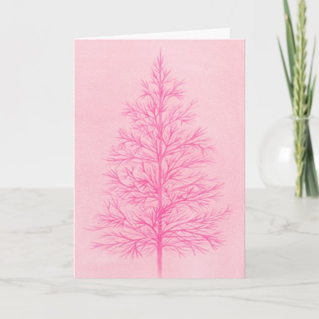 "Árbol de Navidad en rosa". Tarjeta mediana (Anverso)