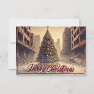 Árbol de Navidad entre Ruinas Feliz Navidad