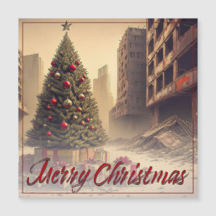 Árbol de Navidad entre Ruinas Feliz Navidad