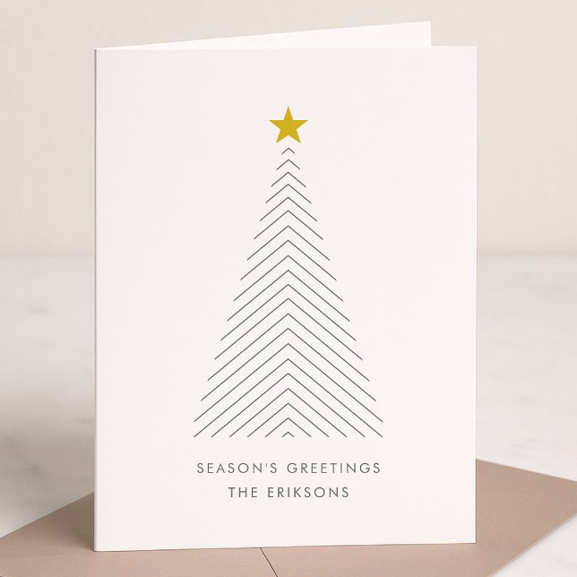Árbol de Navidad escandinavo | Estrella dorada Min (Mark the most wonderful season with a simple modern non-photo holiday card)