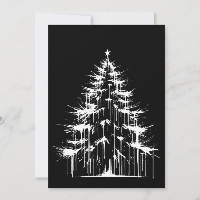 Árbol de Navidad Estética Grunge Chic Blanco y Neg (Anverso)