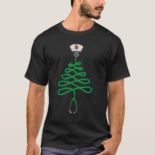 Árbol de Navidad estetoscopio enfermera camiseta d