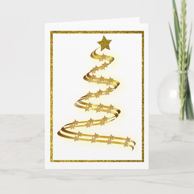Árbol de Navidad Estrellas Abstractas de Oro Perso (Anverso)