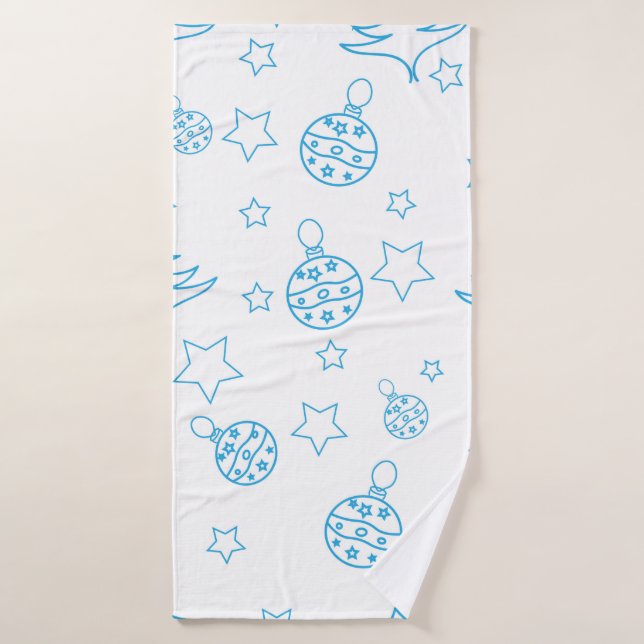 Árbol de Navidad, estrellas y bolas - simple sin c (Toalla de baño)