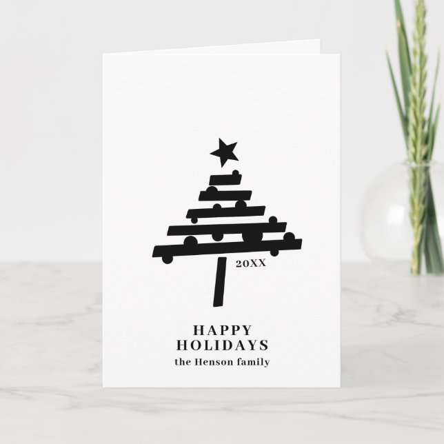 Árbol de Navidad Familia Minimalista Negra y Blanc (Anverso)