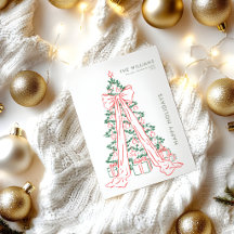 Árbol de Navidad Familiar Feliz con Lazo Rosa Dibu