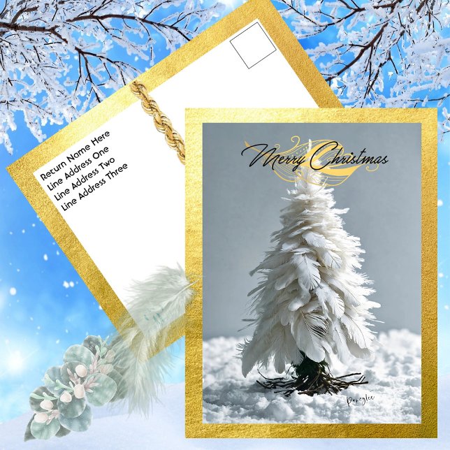 Árbol de Navidad Feather moderno (Capture Your Recipients Heart - White Feather  Tree - Surrounded in Opulent Gold)