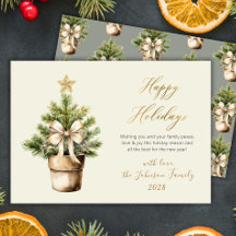 Árbol de Navidad Feliz Acuarela Arco de Escritura