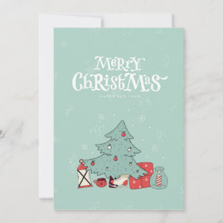 Árbol de Navidad Feliz y Tarjeta de Vacaciones de