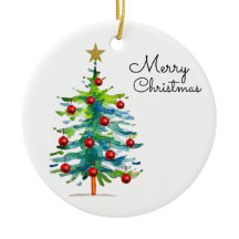 Árbol de Navidad Festivo Con Adornos Rojos