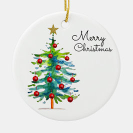 Árbol de Navidad Festivo Con Adornos Rojos