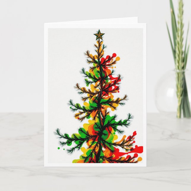 Árbol de Navidad Festivo con Salpicaduras (Anverso)
