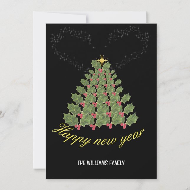 Árbol de navidad festivo de tarjetas de Año Nuevo (Anverso)