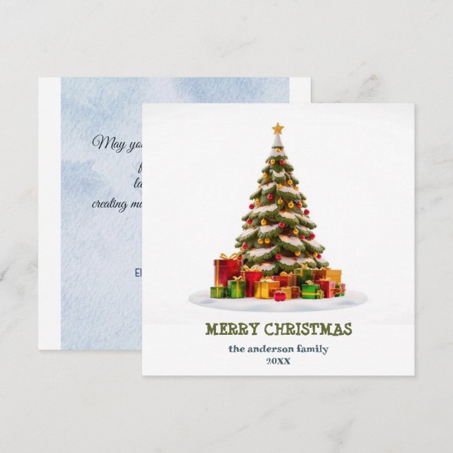 Árbol de Navidad festivo, tarjeta de Navidades (Anverso / Reverso)