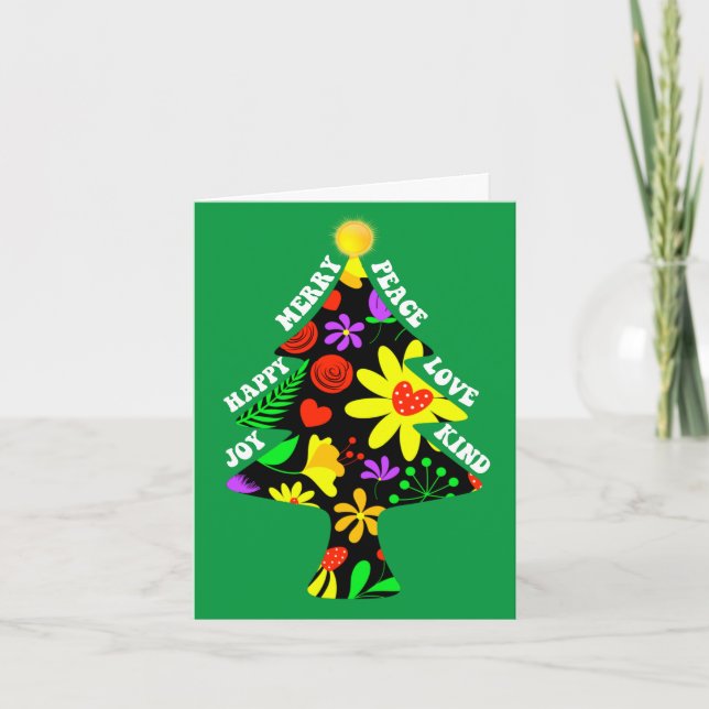 Árbol de Navidad Floral Retro Hecho a Medida  (Anverso)