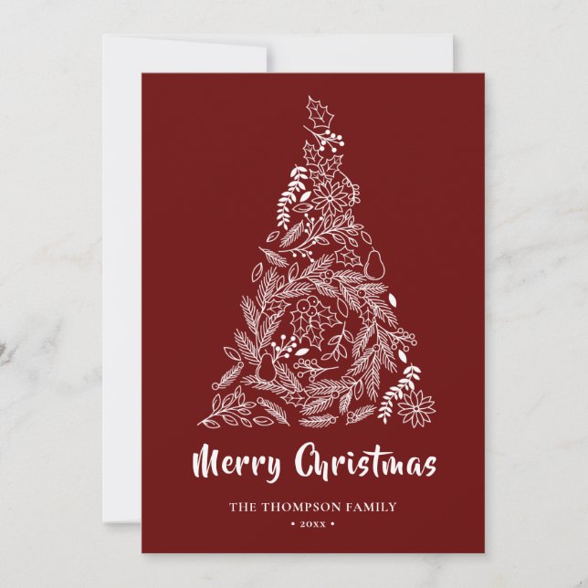 Árbol de Navidad floral | Rojo de Poinsettia Pine  (Anverso)
