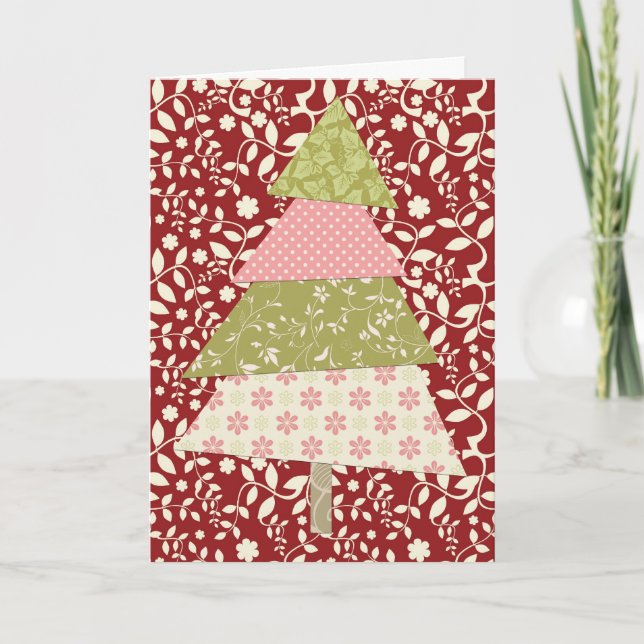 Árbol de Navidad Floral Rojo y Crema (Anverso)