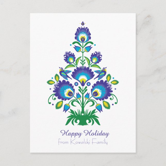 🎄 árbol de Navidad - folclore [azul y verde] (Anverso)