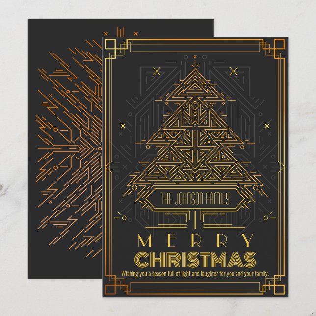 Árbol de Navidad Geométrico Geométrico de Oro clás (Anverso / Reverso)