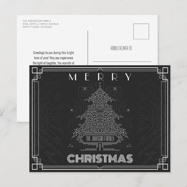 Árbol de Navidad Geométrico Negro clásico moderno (Anverso / Reverso)
