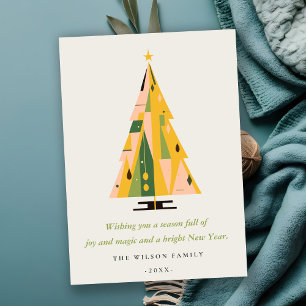Árbol de Navidad Geométrico Retro Mostaza Verde Ru