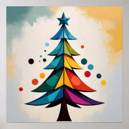 Árbol de Navidad geométrico simple de arte pop y c