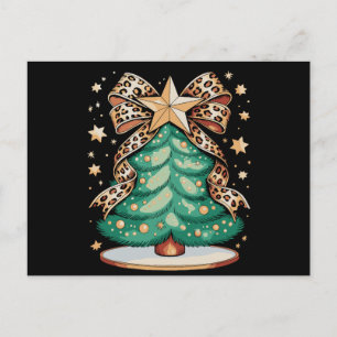 Árbol de Navidad glamuroso con lazo de leopardo Na