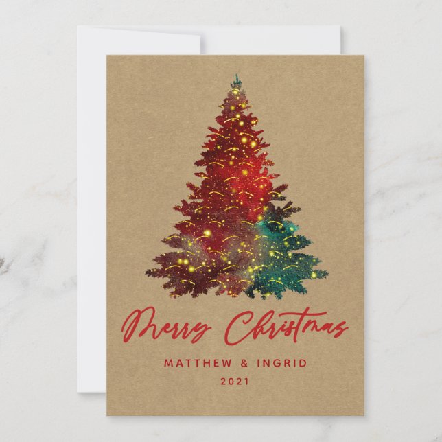 Árbol de Navidad iluminado rústico Kraft navideño (Anverso)