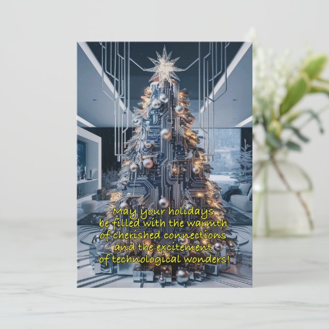 Árbol de Navidad inspirado en placa de circuito (Anverso de pie)