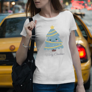 Árbol de Navidad kawaii en camiseta de mujer