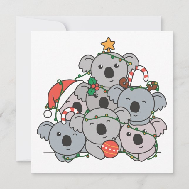 Árbol de Navidad Koala Invitación Divertida de Nav (Anverso)