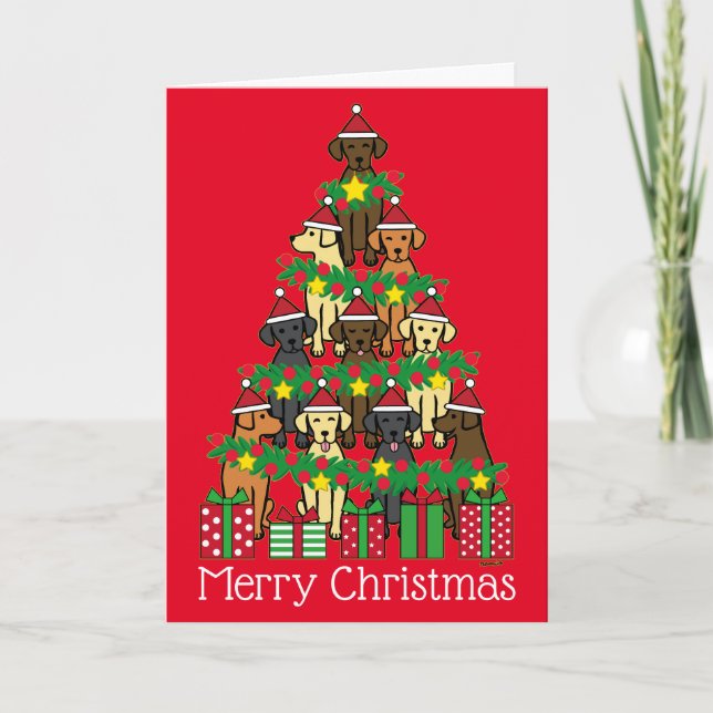 Árbol de Navidad Labradors Cuatro tarjetas de vaca (Anverso)