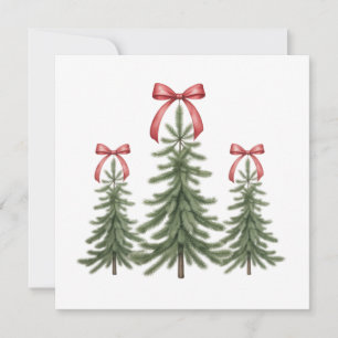 Árbol de Navidad Lazo Rojo Retro Feliz Navidad